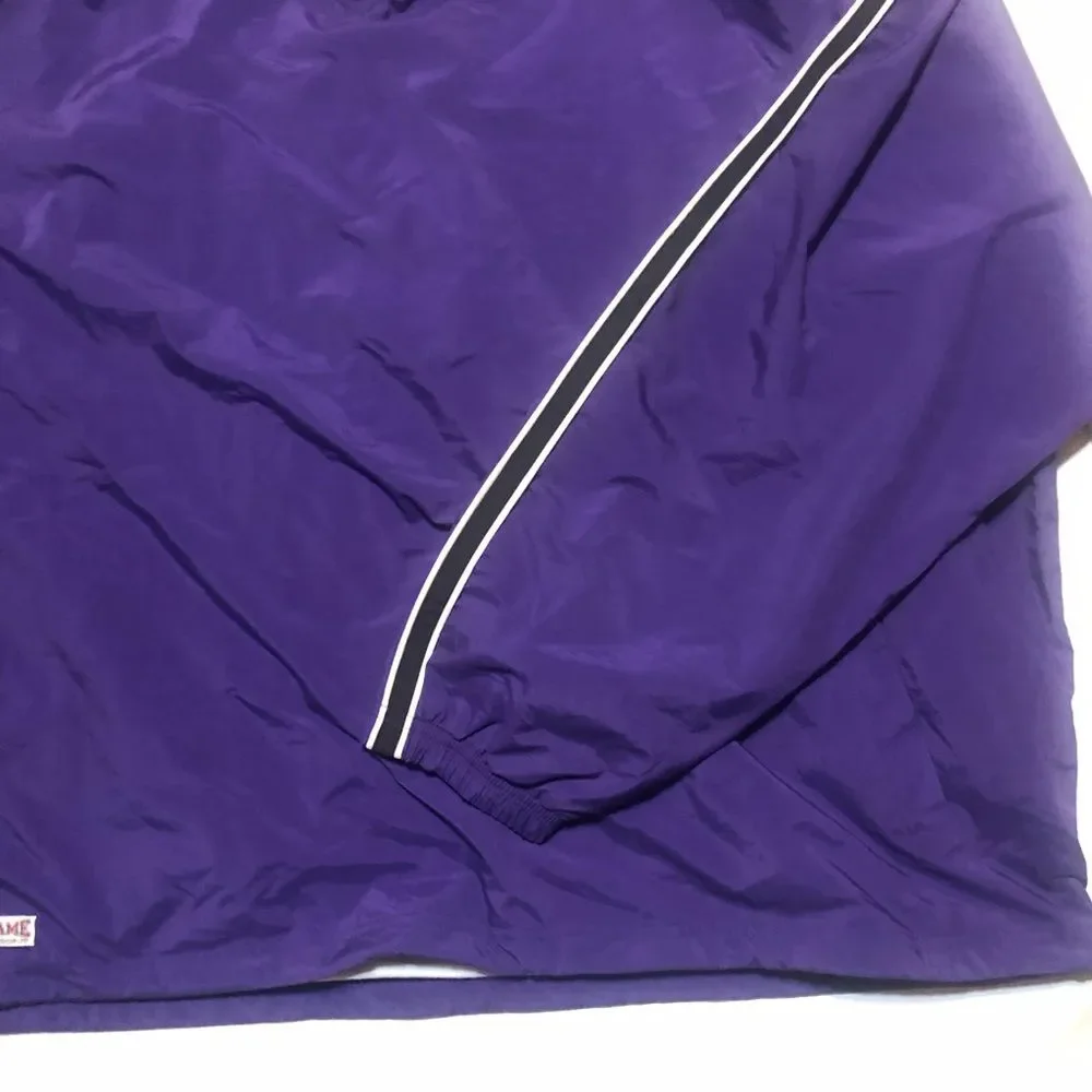 Mens Pullover Nylon Windbreaker Jacket VTG Game Sportswear Purple Black 2XL